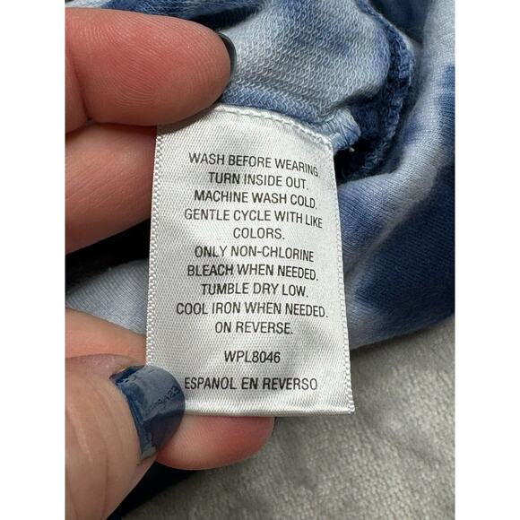 Style & Co Sport Top Womens 2X Blue Tie Dye Short Sleeve Rhinestone Star Pockets - Picture 6 of 10